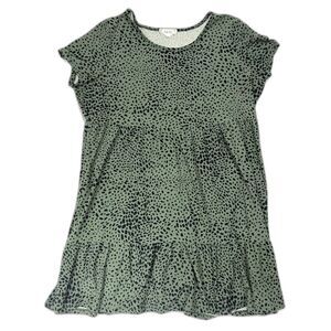 Pink Rose Green Spotted Ruffle Dress 2X Bohemian Skater Witchy Boho Indie 90s